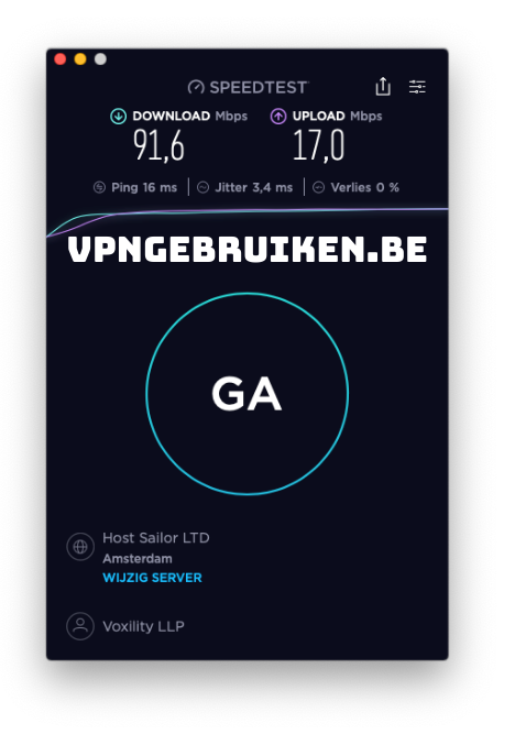 Snelheidstest Ivacy VPN server Nederland - https://vpn.nurbel.be