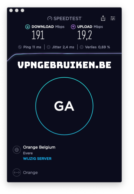 Referentiesnelheid voor snelheidstest Ivacy VPN - https://vpn.nurbel.be