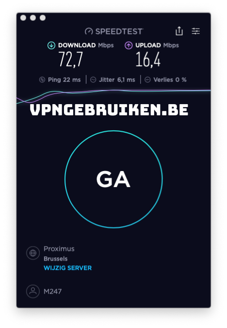 Snelheidstest PureVPN VPN server België - https://vpn.nurbel.be
