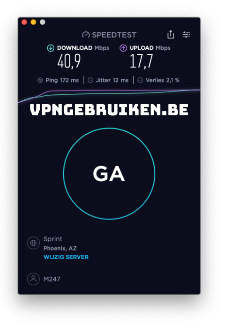 Snelheidstest PureVPN server Verenigde Staten - https://vpn.nurbel.be