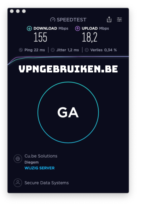 Snelheidstest Surfshark VPN server België - https://vpn.nurbel.be